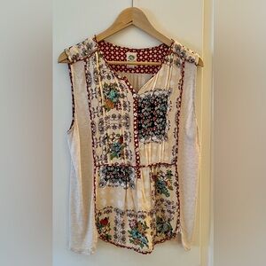 Anthropologie/Tiny Bohemian Floral Patchwork Sleeveless Top